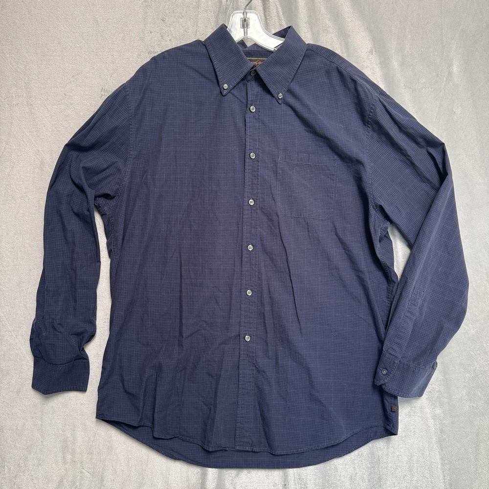 Joseph Abboud Shirt Mens XL Blue Button Down Long Sleeve Cotton Micro Check